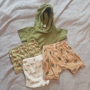 Kate Quinn Organic Cotton Lot Of 4 Diaper Bloomers/ Hooded Shirt 18-24 Mo Unisex